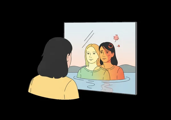 Person reflecting on self, showing spectrum of narcissistic traits