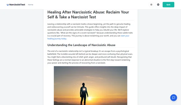 Healing After Narcissistic Abuse: Reclaim Your Self & Take a Narcissist Test