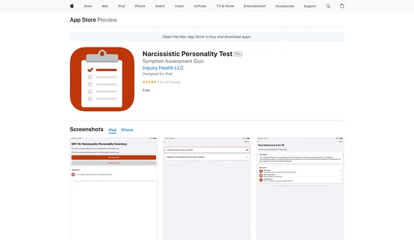 Narcissistic Personality Test App