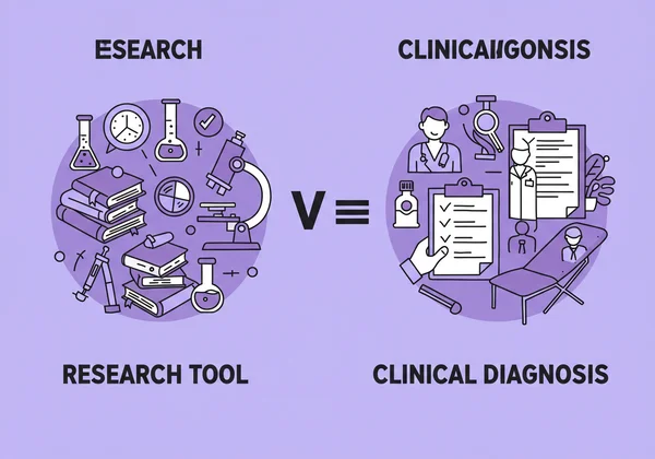 Scales of justice balancing research vs diagnosis