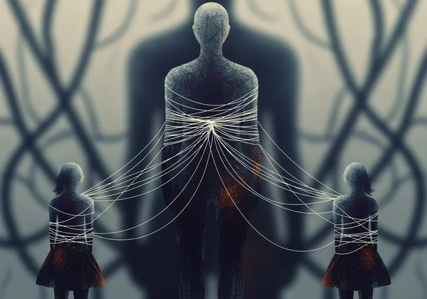 Abstract depiction of unbalanced family dynamics