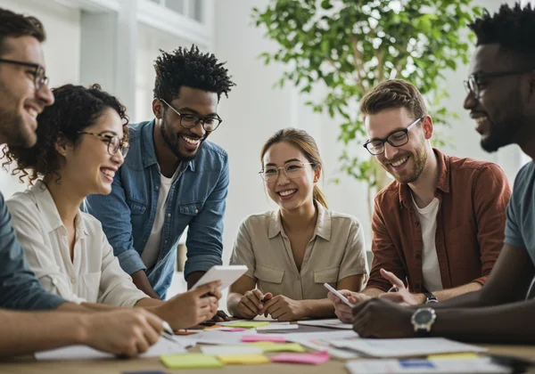 People collaborating, symbolizing healthy ambition and growth
