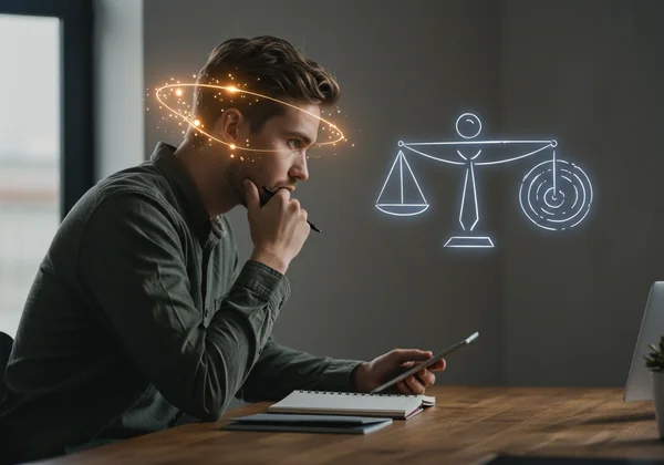 Person reflecting, considering taking a narcissism assessment