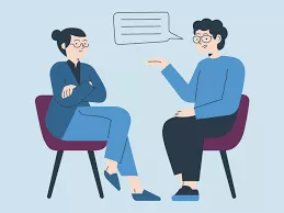 Person speaking with a mental health professional for help